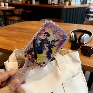 Kpop Idol Glitter Sequin Cushion Brush, Detangler Brush, Essential Hair Care Tool for Fans, Soft Bristles for Daily Use, Cute Gift for Teens, Hair Detangling Comb, Hair Styling Combs