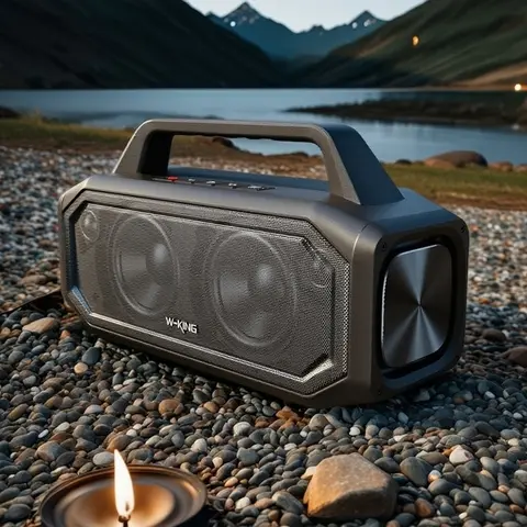 W-King 80W Deep Bass Portable Outdoor Bluetooth Boombox Speaker - 80W Peak Output, IPX6 Water Resistant, Rechargeable, NFC, Stereo Pairing, USB Playback, TF Card, AUX Input, Handsfree Calling