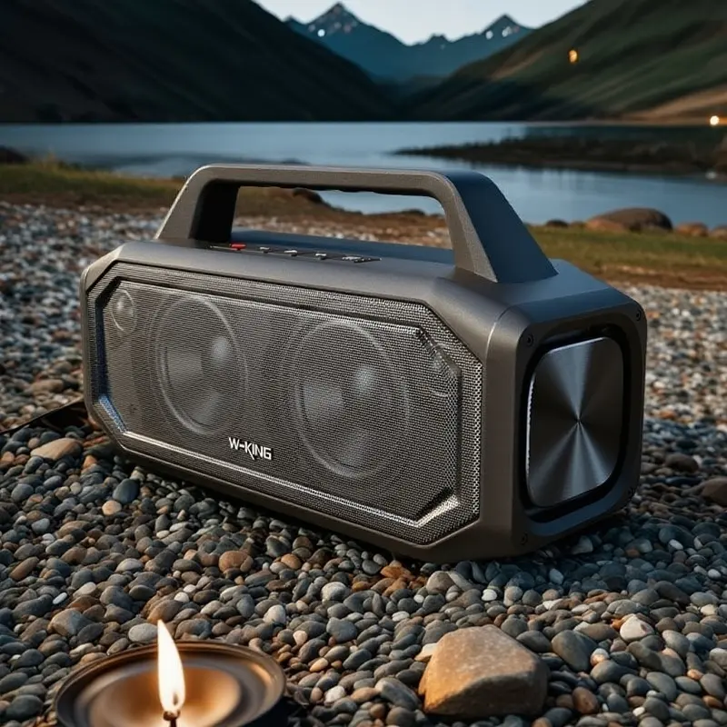 W-King 80W Deep Bass Portable Outdoor Bluetooth Boombox Speaker - 80W Peak Output, IPX6 Water Resistant, Rechargeable, NFC, Stereo Pairing, USB Playback, TF Card, AUX Input, Handsfree Calling