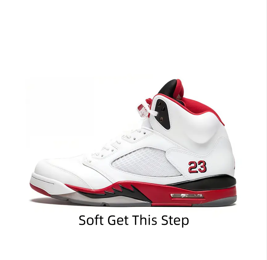 Vintage athletic sneakers built on clean white base decorated with bold red and black accents. Lightweight structure delivers lasting comfort for daily hangouts and shoe collection display.