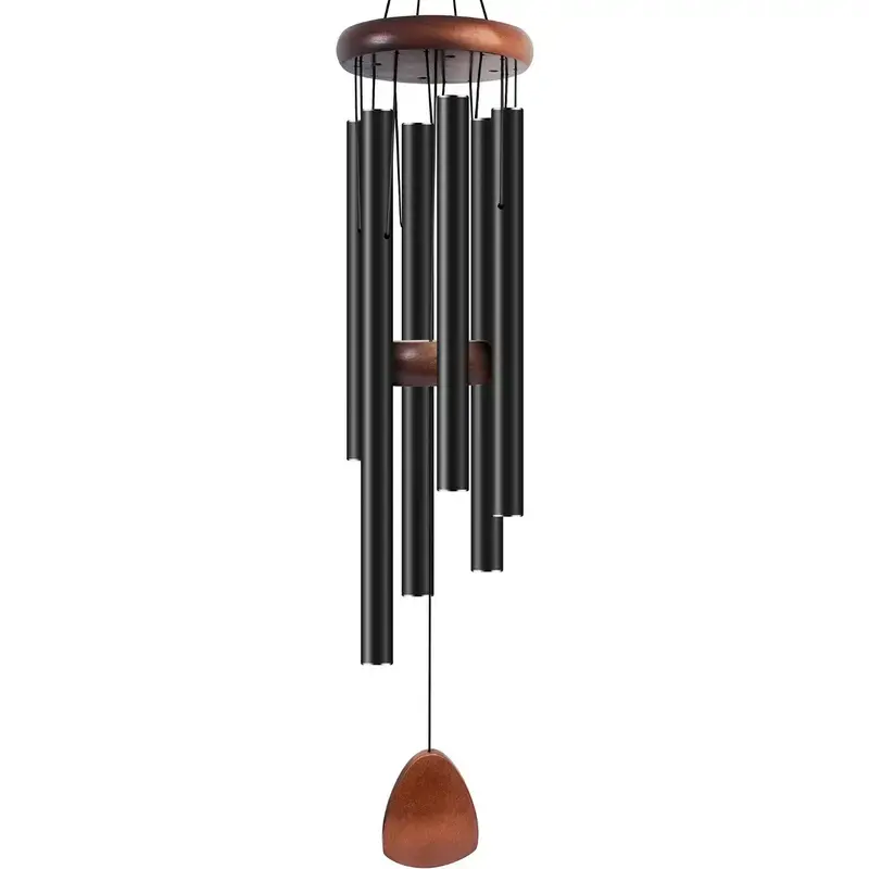 30-Inch Deep Tone Black Wind Chime - Heavy-Duty 66 cm Hanging Decor, 8.2 x 6.6 x 0.8 cm Components, Easy Clamp/Hook Installation, Christmas Gift for Home/Patio Use