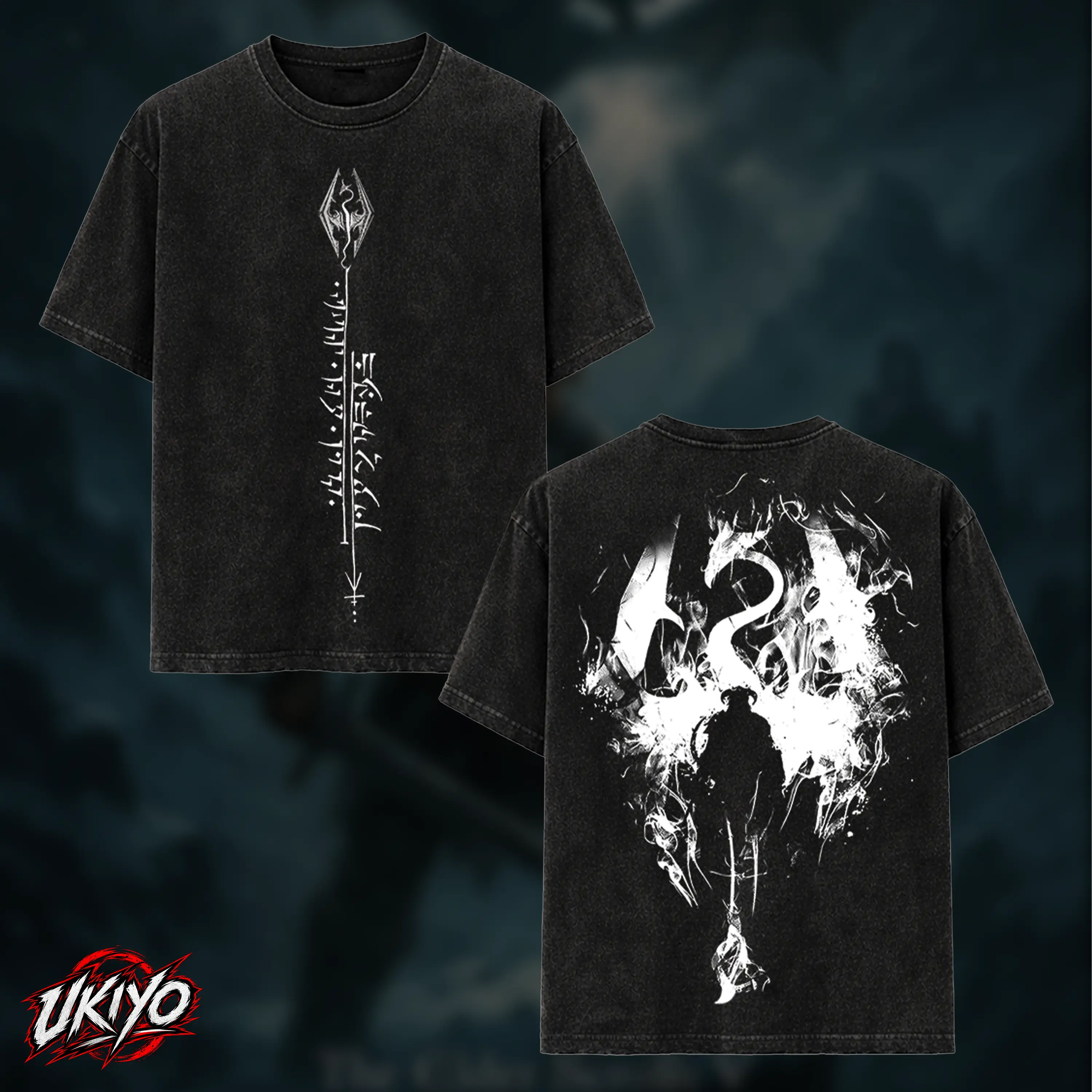 The Elder Scrolls V: Skyrim v9 Vintage Washed Tee Unisex Oversize Heavyweight Cotton T-shirt for Game Fans, 90s graphic tees Casual Outfits, Men Gifts, Clothes Menswear streetwear Top