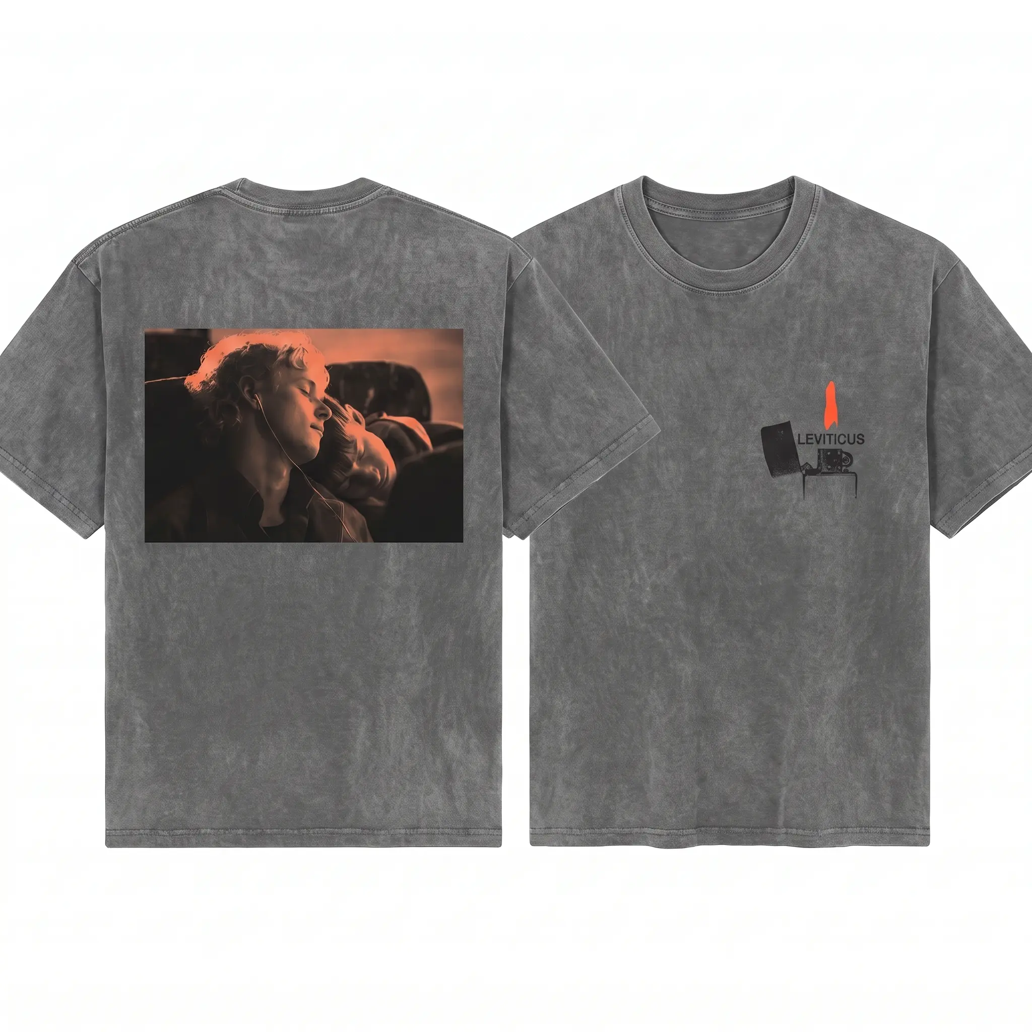 Menswear Leviticus Fire Horror Movie Vintage Wash Streetwear T-Shirt - Naim & Ryan BL Couple Fan Merch, LGBTQ+/Pride Fashion Top, Tshirt, Breathable Casual Cargo