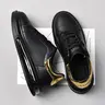 Men's Casual Trainers - Patchwork Lace-Up Breathable Shock-Absorbent PU Leather Trending Sneakers, Sporty Athletic Chic All-Match Shoes for Daily Wear & Gym Use