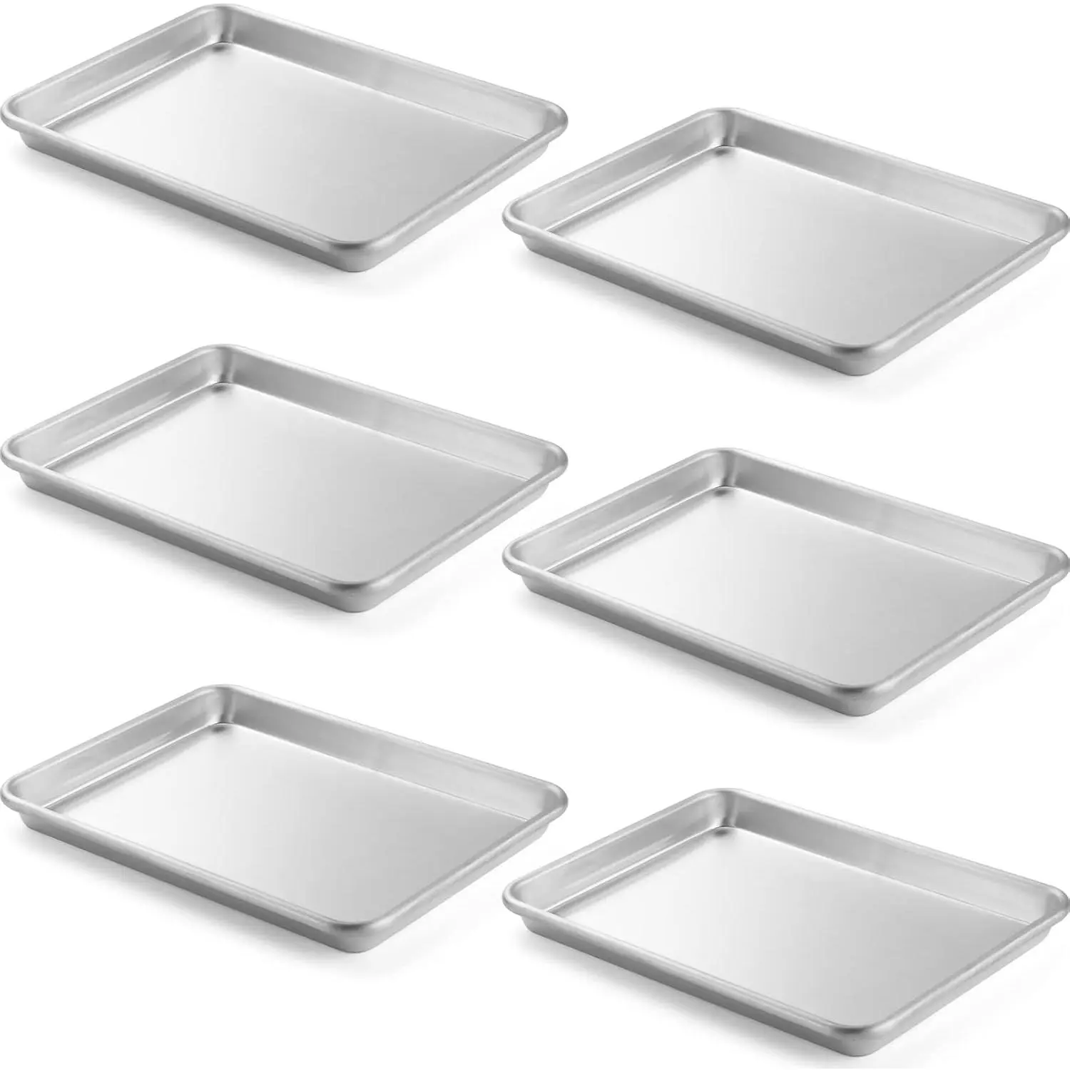 6 Pack  Sheet Pan, NSF Listed 1/4 Quarter Size 13 x 10 inch Commercial Bakery Cake Bun Pan, Baking Tray