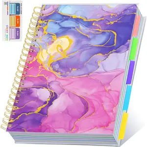 5 Subject Notebook for Work with Removable Dividers Tabs, Large Spiral Lined Notebooks for School Note Taking & Organizer, A4 240 Pages College Ruled Journal for Women & Writing