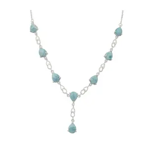 Affinity Gems Larimar Station Necklace, Sterling