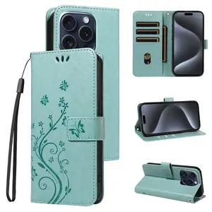 Protective Smartphone Case Cover Compatible with iPhone Models 17 Pro Max to 11, Durable Design & Secure Fit, with Card Holder, Perfect for Daily Use, Floral Pattern, Flower
