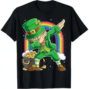 St Patricks Day Dabbing Leprechaun Boys Girls Men Dab Dance T-Shirt Small