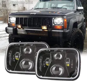 SUNPIE 5x7 7x6 inch H6054 LED Clear Lens Headlights for for Jeep Wrangler YJ Cherokee XJ H5054 H6054LL 6052 6053 (2pcs/set)