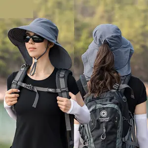 Summer women's hiking wide-brimmed bucket hat, summer travel sun protection hat, outdoor sun hat