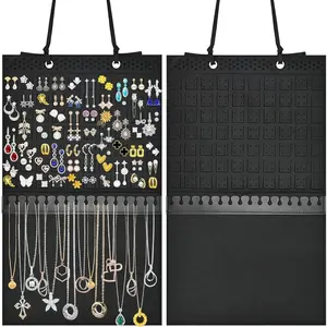 Hanging Earring Holder Organizer, Upgraded Wall Organizer Storage for Earrings, Necklaces, Bracelets and Ankles, Premium Black Earring Display Hanger for Women & Girls