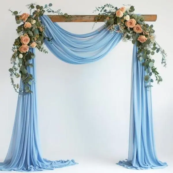 Wokceer Wedding Arch Draping Fabric Backdrop Drapes 28.7"x 20FT, Dusty Blue | Sheer Drapes Chiffon Fabric, Arch Drapery Backdrop Drapes for Wedding Ceremony Bridal Shower Birthday Party Event Decor