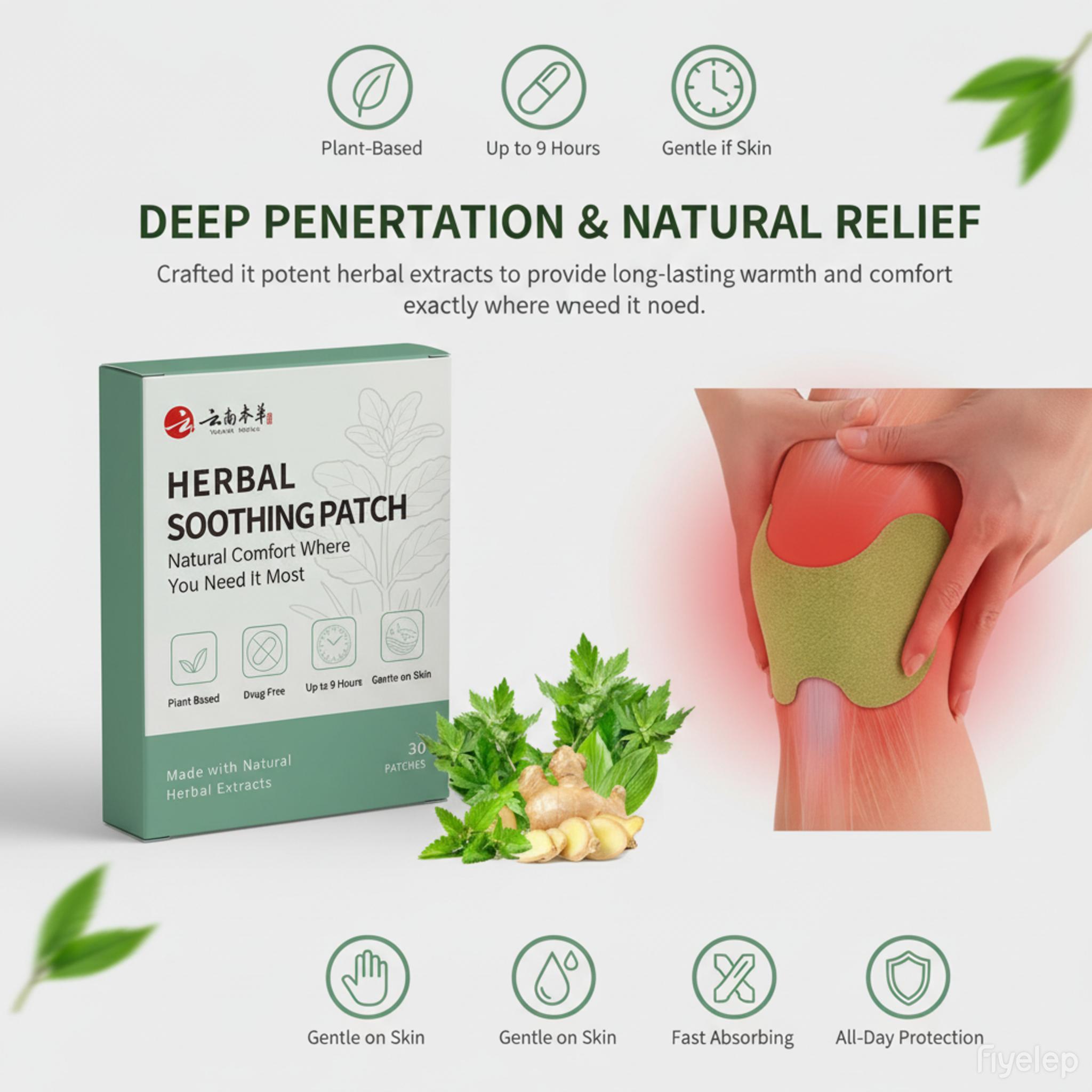 30-Pack Pain Relief Herbal Patches for Knee, Neck & Back | Fast Warm Therapy for Arthritis, Joint Stiffness & Muscle Pain | Long-Lasting Lumbar Spine Support | Easy Apply, No Mess, Ideal for Home, Work & Travel