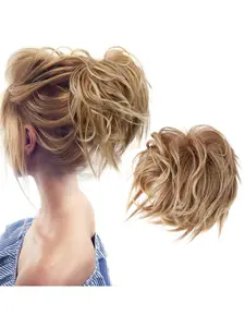 Messy Bun Hair Extension, Short Ponytail, Natural Flowing Voluminous Half Braid, Synthetic Fiber, Enhances Hair Volume
