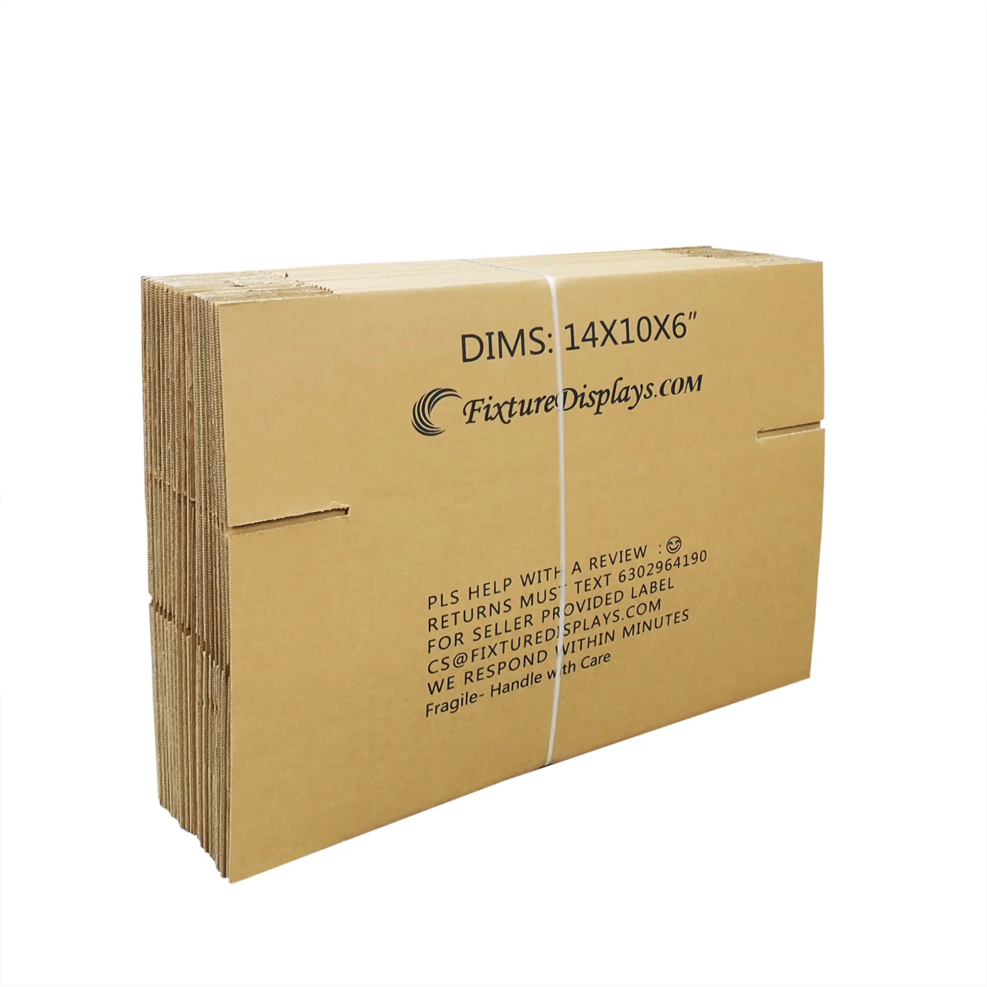 FixtureDisplays® 20 Pack 14 X 10 X 6" Printed Shipping Boxes, Singlewall B Flute Cardboard Box for Shipping, Mailing, Packaging and Storage, Custom Size & Print Welcome 14X10X6-20PK-NF