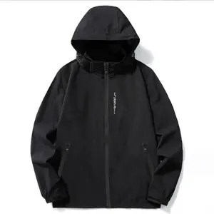 Men's Regular Fit Solid Zip Up Hooded Jacket, Casual Long Sleeve Windbreaker Jacket for Spring & Fall, Fashion Men's Outerwear for Daily Wear, Coats, Activewear
