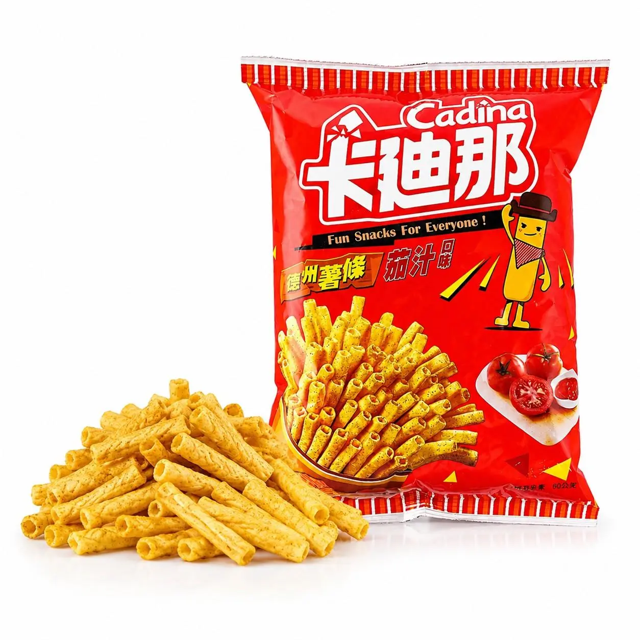 Cadina Taiwan Tomato Texas Fries Chip Straws 1.3 oz 12ct