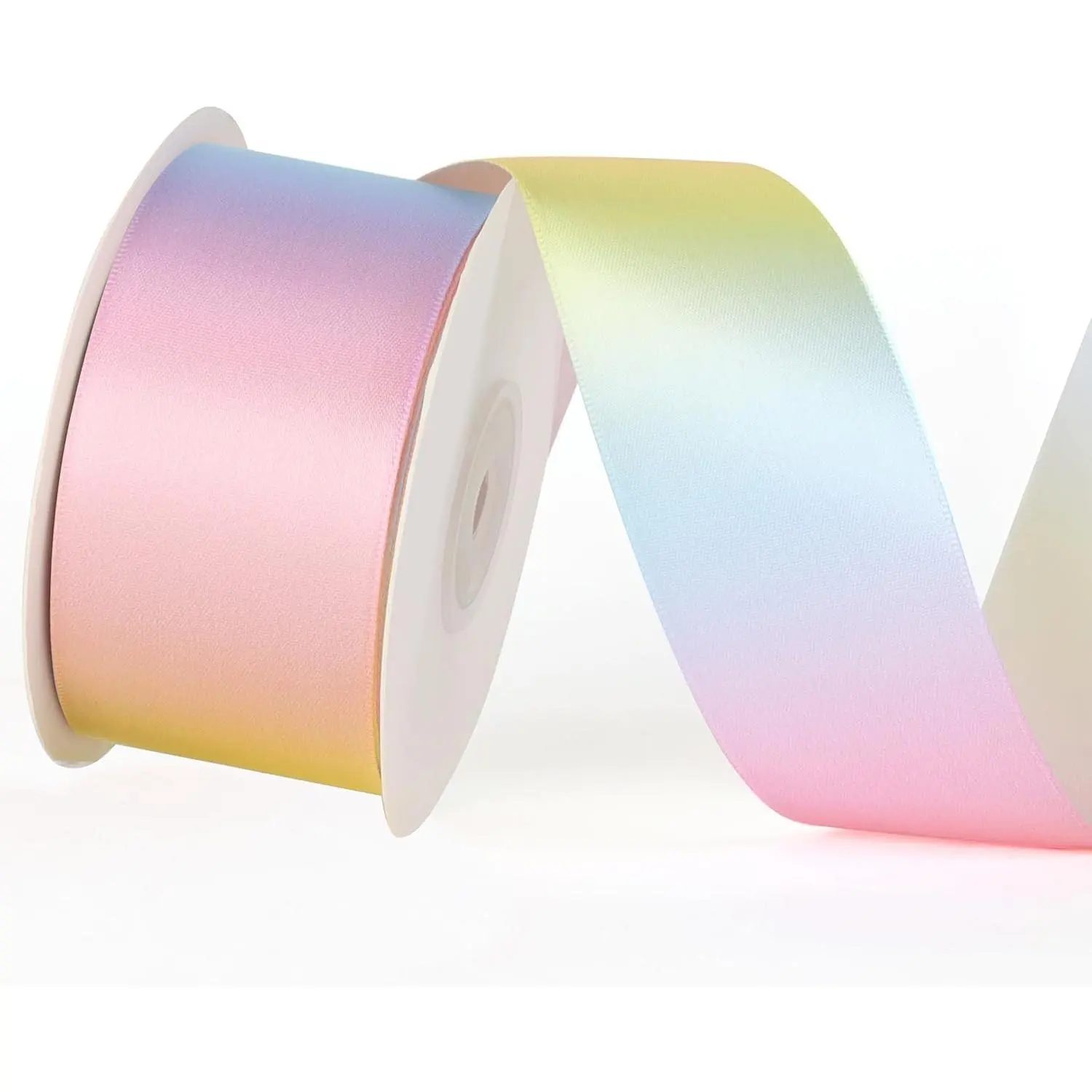 1-1/2 inch 25 Yards Light Rainbow Ribbon, Wide Single  Shiny Satin Roll, Ribbon for  Wrapping, Wedding Decor, Pride Birthday Party Decoration & DIY Crafts