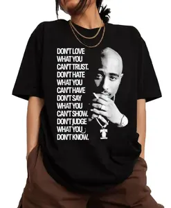 Women's Fitted Round Neck Vintage 2Pac Prayer Graphic T-Shirt - 24-Hour Shipping, Tupac Shakur Retro 90s Hip Hop Top, Unisex Casual Streetwear Rap Legend Fan Merch