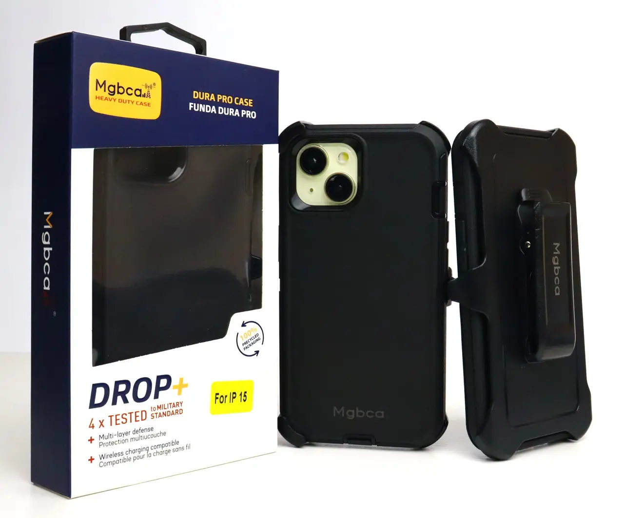 Mgbca Dura Pro Defender Case For iPhone 15, Rugged, Case, 360 Rotating Belt Clip Holster