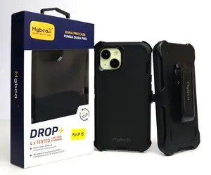 Mgbca Dura Pro Defender Case For iPhone 15, Rugged, Case, 360 Rotating Belt Clip Holster