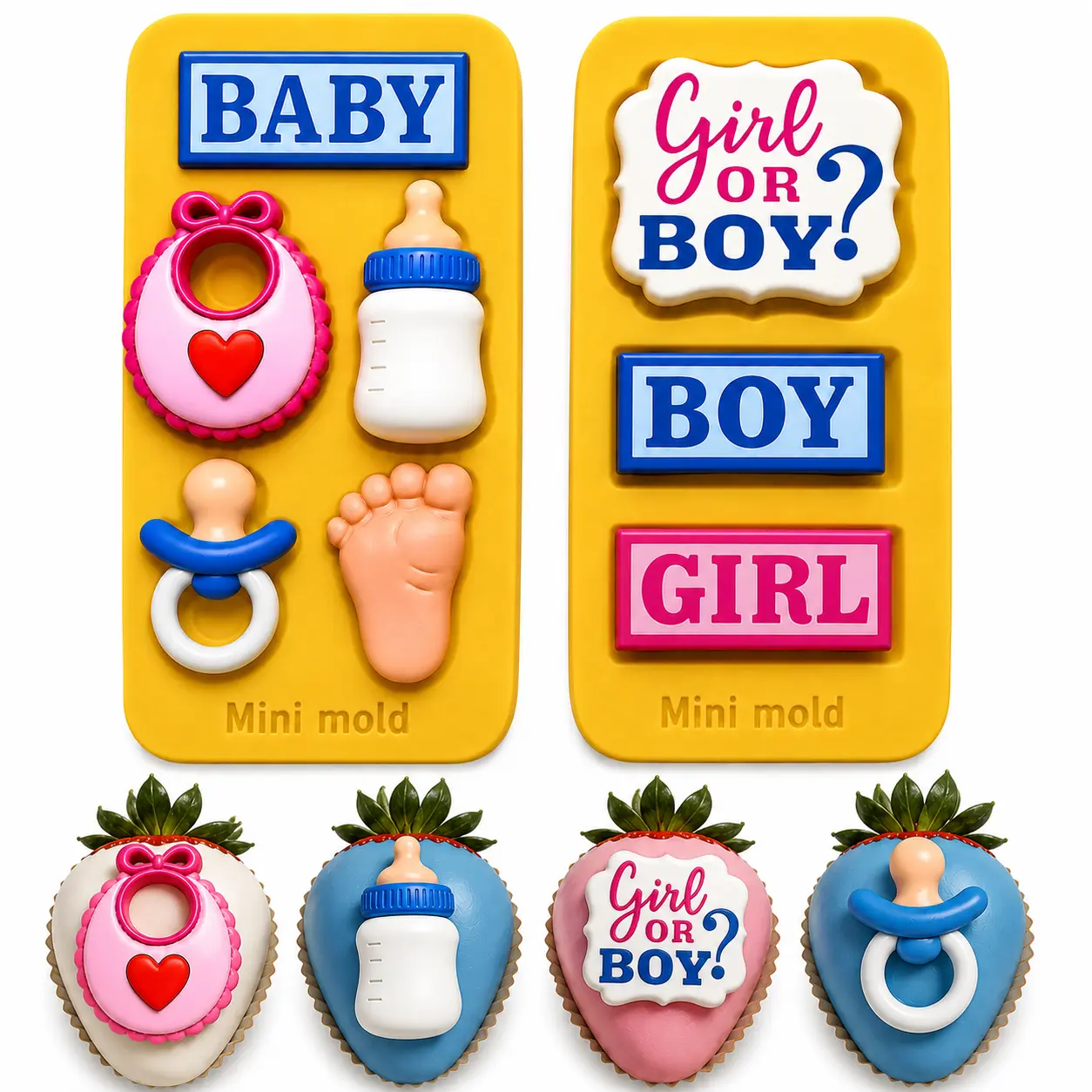 Mini Baby Shower Silicone Mold Set 3 pieces
