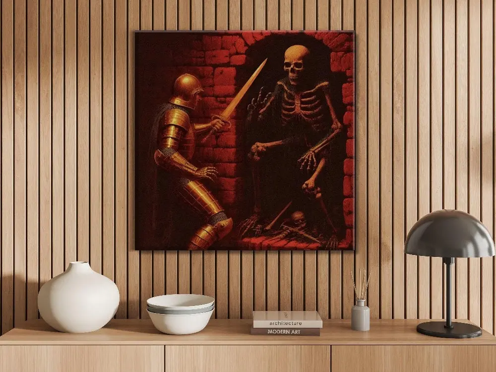 Minecraft Art| "Nether Skeleton" | Framed Canvas | Dark Fantasy | Minecraft Poster | Minecraft Canvas | Minecraft Wall Art | Minecraft Decor