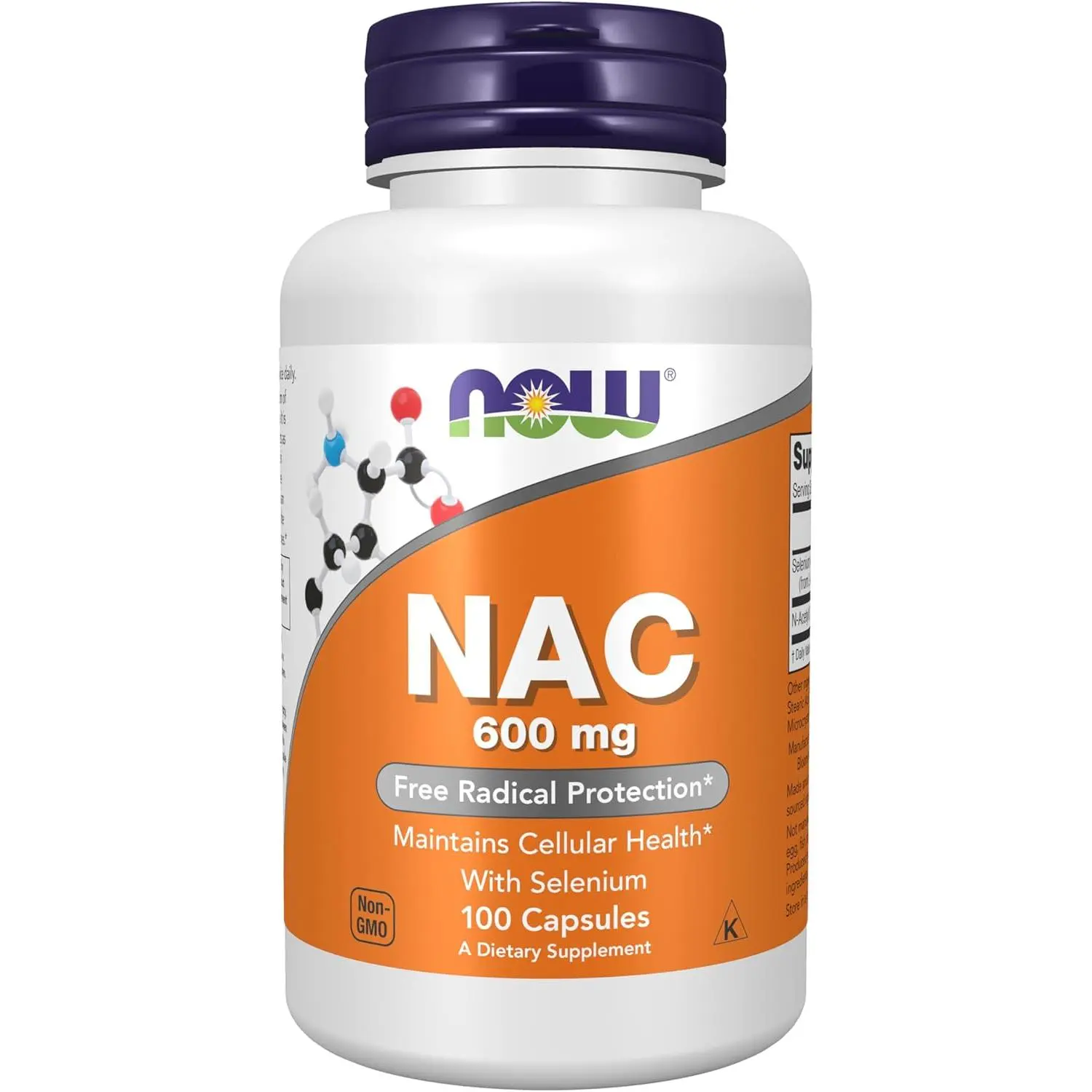 NOW Foods NAC (N-Acetyl Cysteine) 600 mg Dietary Supplement with Selenium, Vegetarian, Dairy-Free, GMO-Free Antioxidant for Adults, Glutathione Support, 100 Capsules Single Item