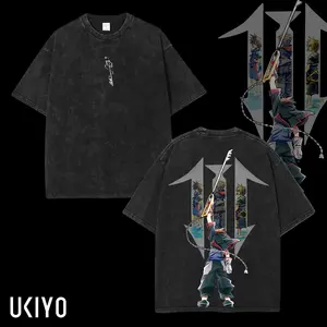 KINGDOM HEARTS SORA 2 sided Washed Tshirt Unisex graphic tee 90s Fabric Fit Clothes Top Cotton, Menswear Top Black Casual Crewneck Shortsleeve Clothes Soft