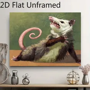 1pc Unframed Chic Artistic Opossum Canvas Poster, Canvas Wall Art, Poster and Print, Artwork Wall Painting for Gift, Bedroom, Office, Living Room, Cafe, Wall Decor, Home and Dormitory Decor Christmas Decoration, New Year Decor