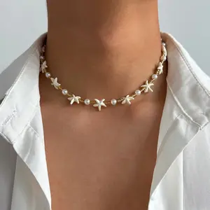 Boho Starfish Pearl Boho Beach  Necklace jewelry
