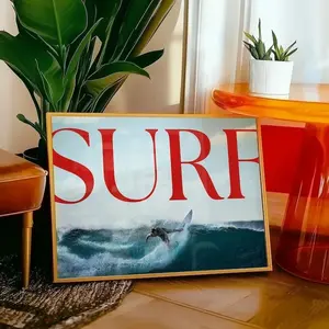 Surf Poster, Blue Coastal Surf Up Poster, Photography surf Print, Ocean Art Print, Aesthetic Dorm Room Decor, Surfer Gift