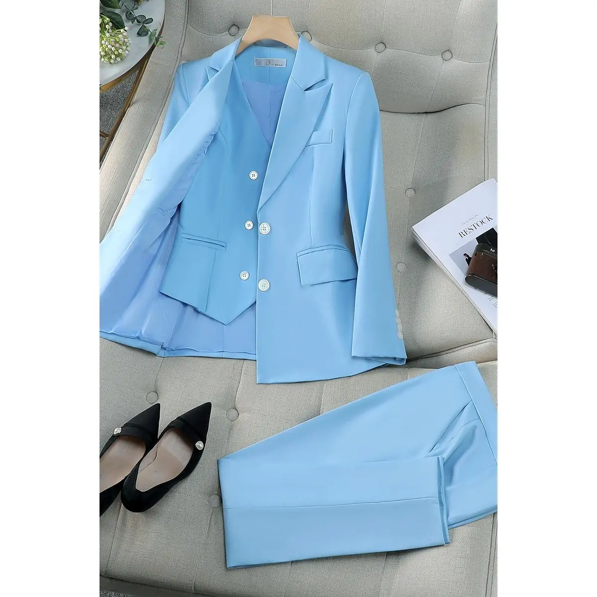 9536 blue suit+pants+vest