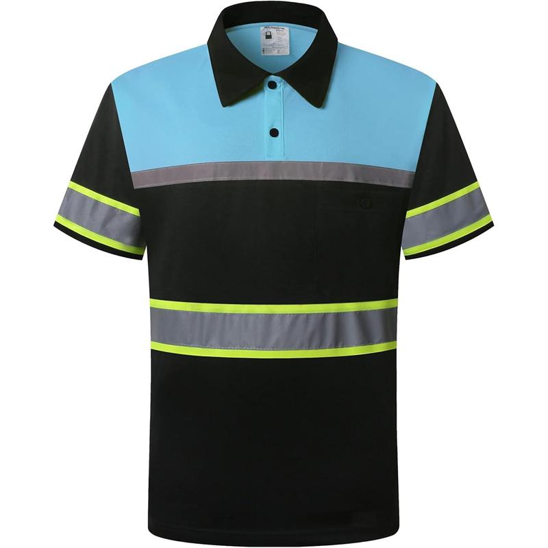 Safety Shirts for Men,High Reflective Men Polo Shirts with Pocket,Short Sleeve Workwear Breathable