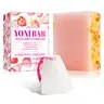 Ikzee Strawberry Private Soap, mild gentle intimate cleanser for cleaning, caring for the skin. It contains randomly colored foaming net, rich and creamy foam, easy to rinse, handmade strawberry soap, bath soap, Intimate Cleansing Soap