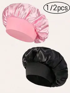 1/2 pieces Sleeping Silk Nightcap, Satin Hair Cap, Soft Elastic Silk Nightcap, Curly Hair Silk Scarf, Women's Sleeping Cap, Silk Hair Band, Sleep bonnets, Soft and Breathable, Suitable for Nighttime Curly Hair Protection, Four-season Sho
