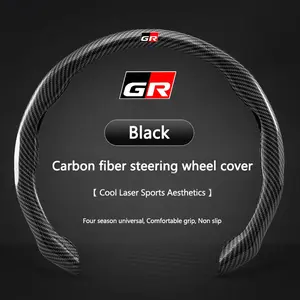 Carbon Fiber Car Steering Wheel Non-slip Cover Protective Car Accessories Steering Wheel Protector for Toyota GR RAV4 Crown Hilux Fortuner Corolla SE 2023 Camry Yaris Land Cruiser Prado Venza
