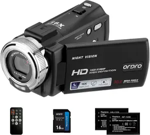 ORDRO Camcorders HDV-V12 HD 1080P Video Camera Recorder Infrared Night Vision Camera Camcorders with 16G Memory Card and 2 Batteries Vintage Portable