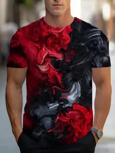 Men's 3D Full Print Swirl Pattern T-Shirt, Short Sleeve Round Neck Casual Summer Top, Heat Transfer Art Tee, All-Year Wear