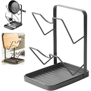 Pot Lid Rack,Pot Lid Organizer,Pot Lid Holder While Cooking,-Saving Lids Racks,Multifunctional Pots Lids Organizer for Countertop(Gray)
