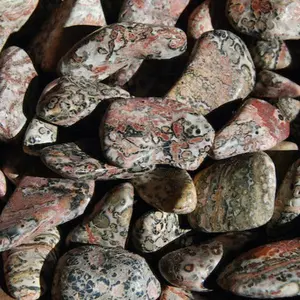 Pink Leopard Skin Jasper Tumbled Stones, Medium