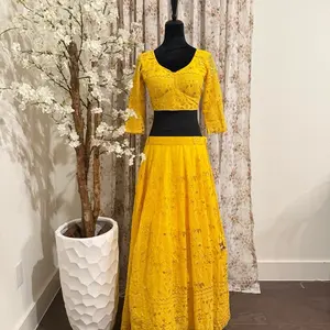 Yellow Georgette Lehenga