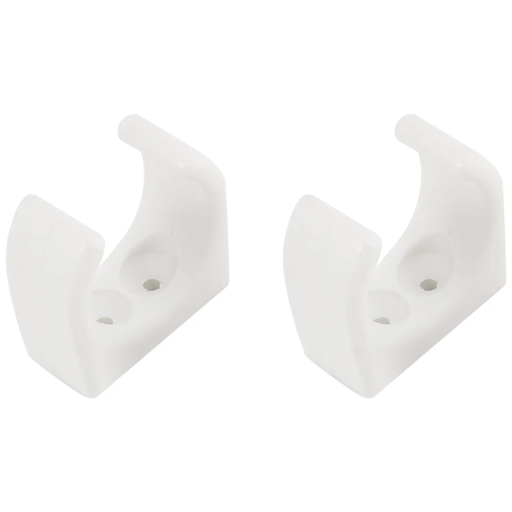 White Nylon Synthetic Nautical Marine Hook Clamps (2-Piece Set) - UV-Resistant, Excellent Grip, Durable, Mount-Compatible with Spacer Slot & Center Mount Hole for 32mm (1-1/4in) Diameter 3-Step Boat Telescopic Ladders, Yachts