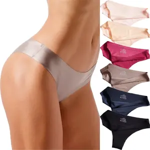 Sexy Panties for Women Silky Seamless No Show Underwear Ladies Satin Invisible Bikini Cheeky Hipster