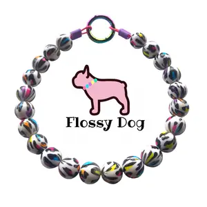 Neon Leopard Beaded Dog Collar | Durable Jewelry for Pets | Colorful Dog Necklace | Bright Puppy Bead Collar | Dog Pearls