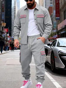 Men's Winter Workwear Set, Warm Fleece Lined Pants & Jacket Shirt Combo, Loose Fit Outdoor Clothing, 2026 New Arrival