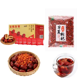 Gonghe Goji Berries (8.0oz) & XIYUMEINONG Seedless Red Jujube Dates (7 Sachets, 7.4oz) – Natural Dried Fruit Snack Combo