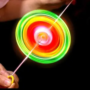 3/6/9pcs New Luminous Hand Pull Luminous Flashing Rope Flywheel Toy Led Light Toy Novelty Children Flywheel Flash Gyro Gift Toys