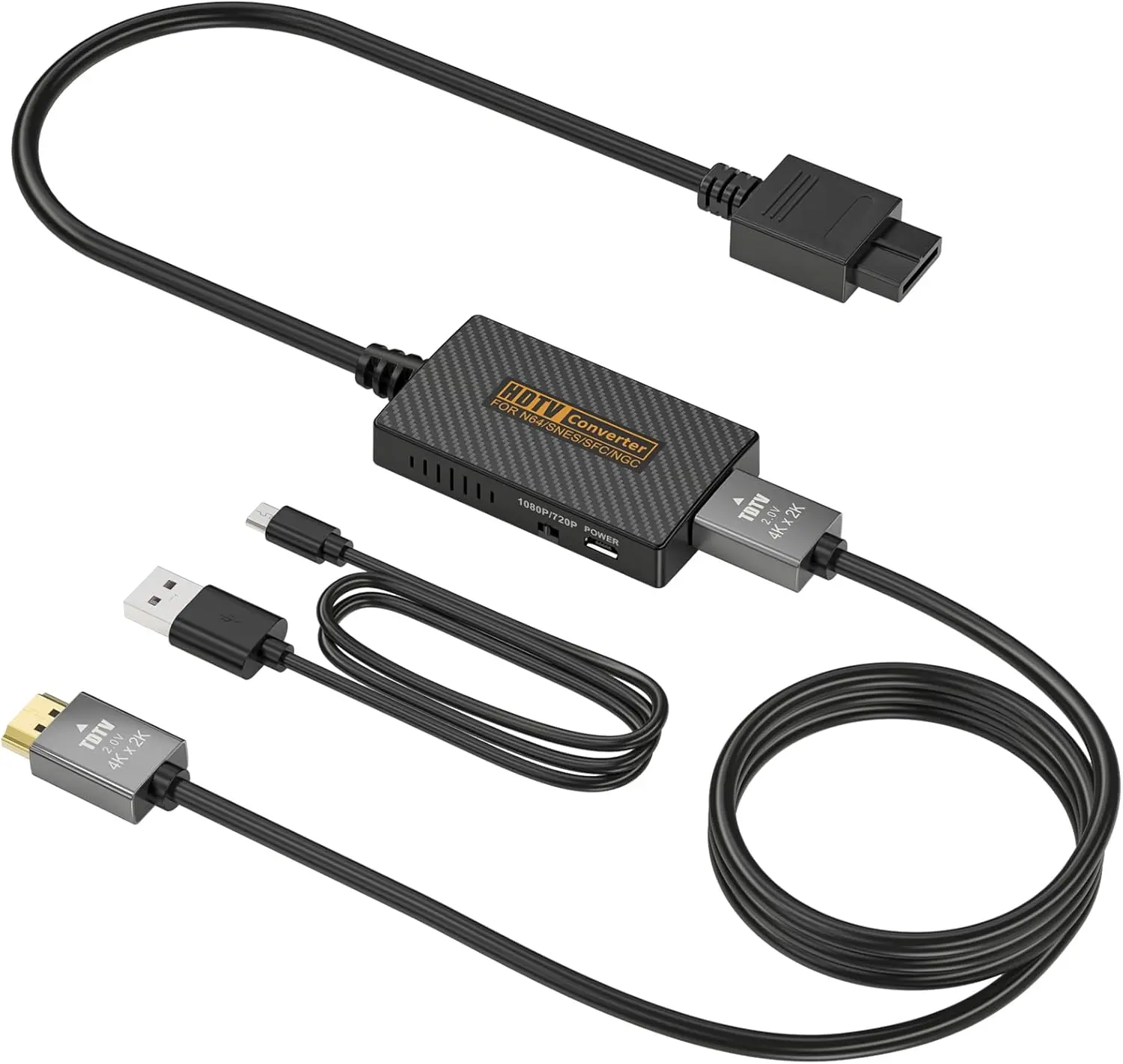 RUNTOGOL RCA to HDMI Converter, AV to HDMI Adapter with 4:3/16:9 Aspect RatioSwitch, Supports 1080P/720P, Includes HDMI Cable for Retro Game Consoles (Nintendo Gamecube/N64/SNES/SFC)